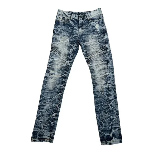 South Pole Men's Moto/Biker Skinny Dark & Acid Wash Jeans Size 30x32 - Picture 1 of 10